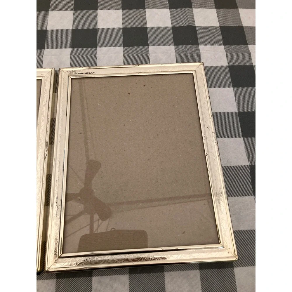 Set of 2 Vintage Picture Frames 8x10 Silver Tone Ornate Scroll Made in Korea